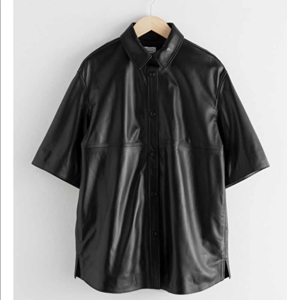 &Other Stories Oversized Leather Button Overshirt